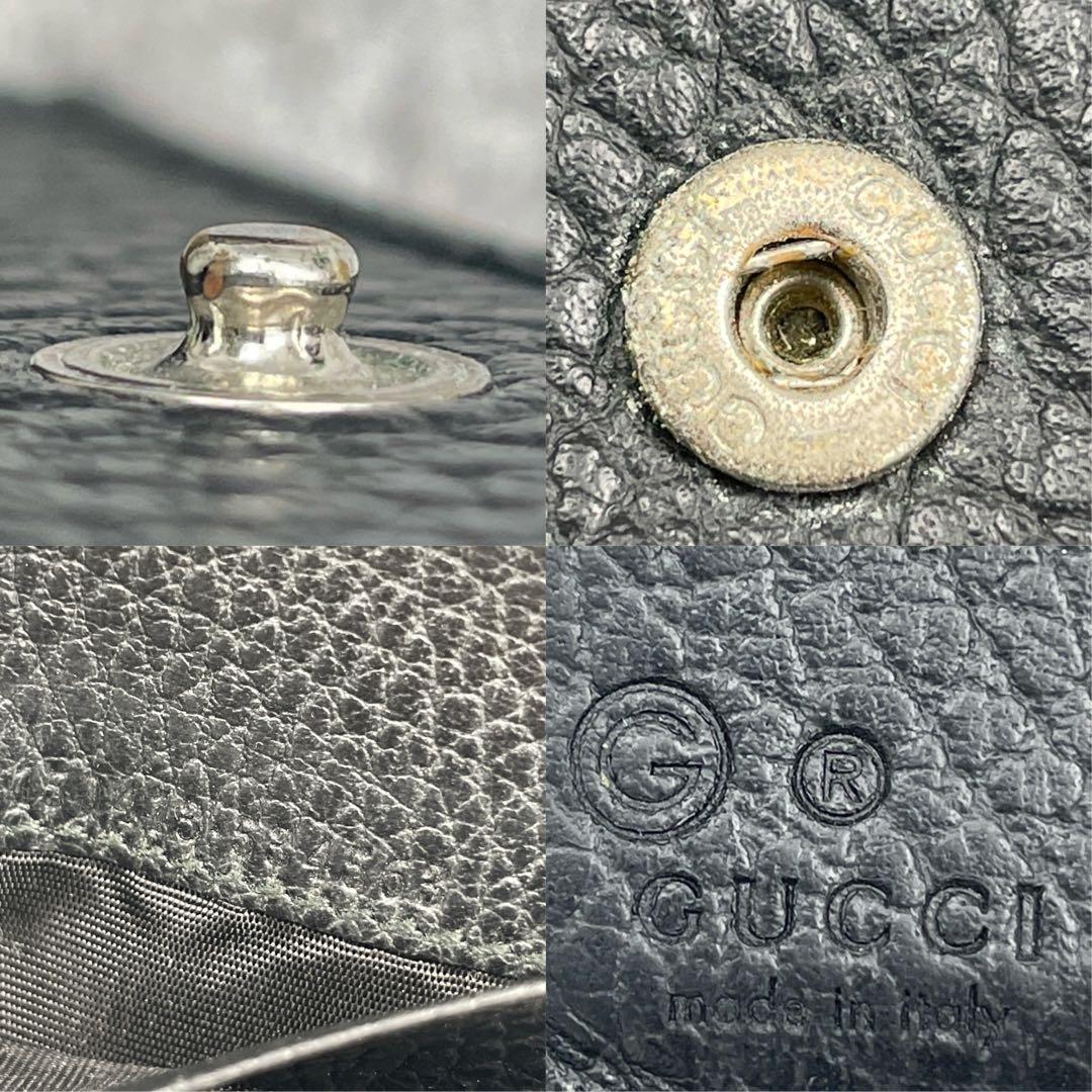 【美品】GUCCI グッチ 折り財布 黒 ブラック キャンバス GG総柄