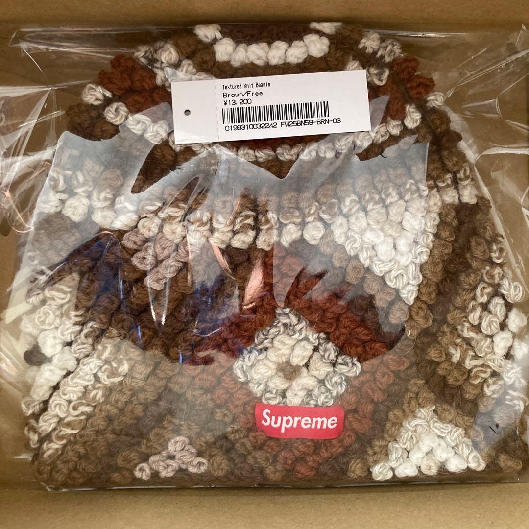 【新品】Supreme Textured Knit Beanie Brown