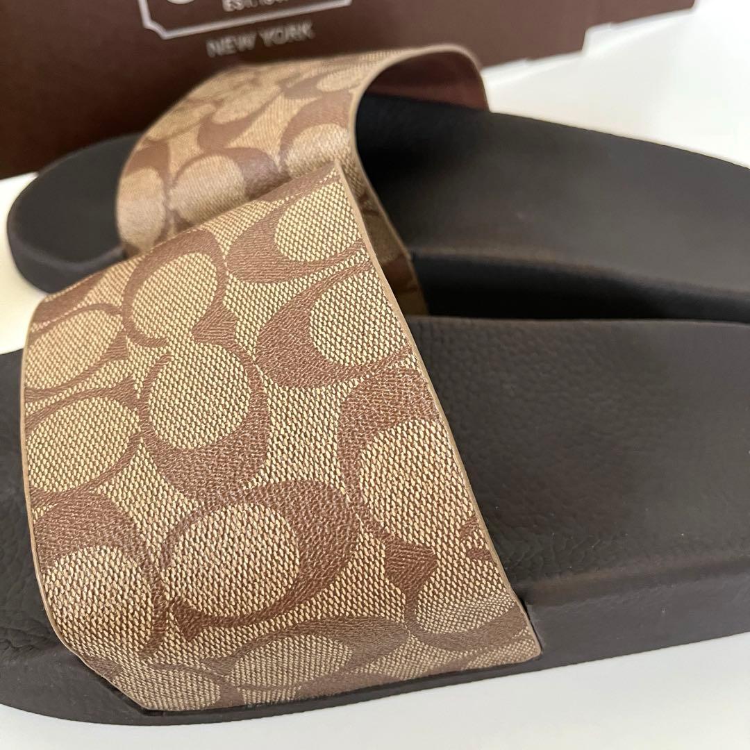 コーチ☆新品☆メンズ シグネチャー スライド サンダル/ カーキ 26cm