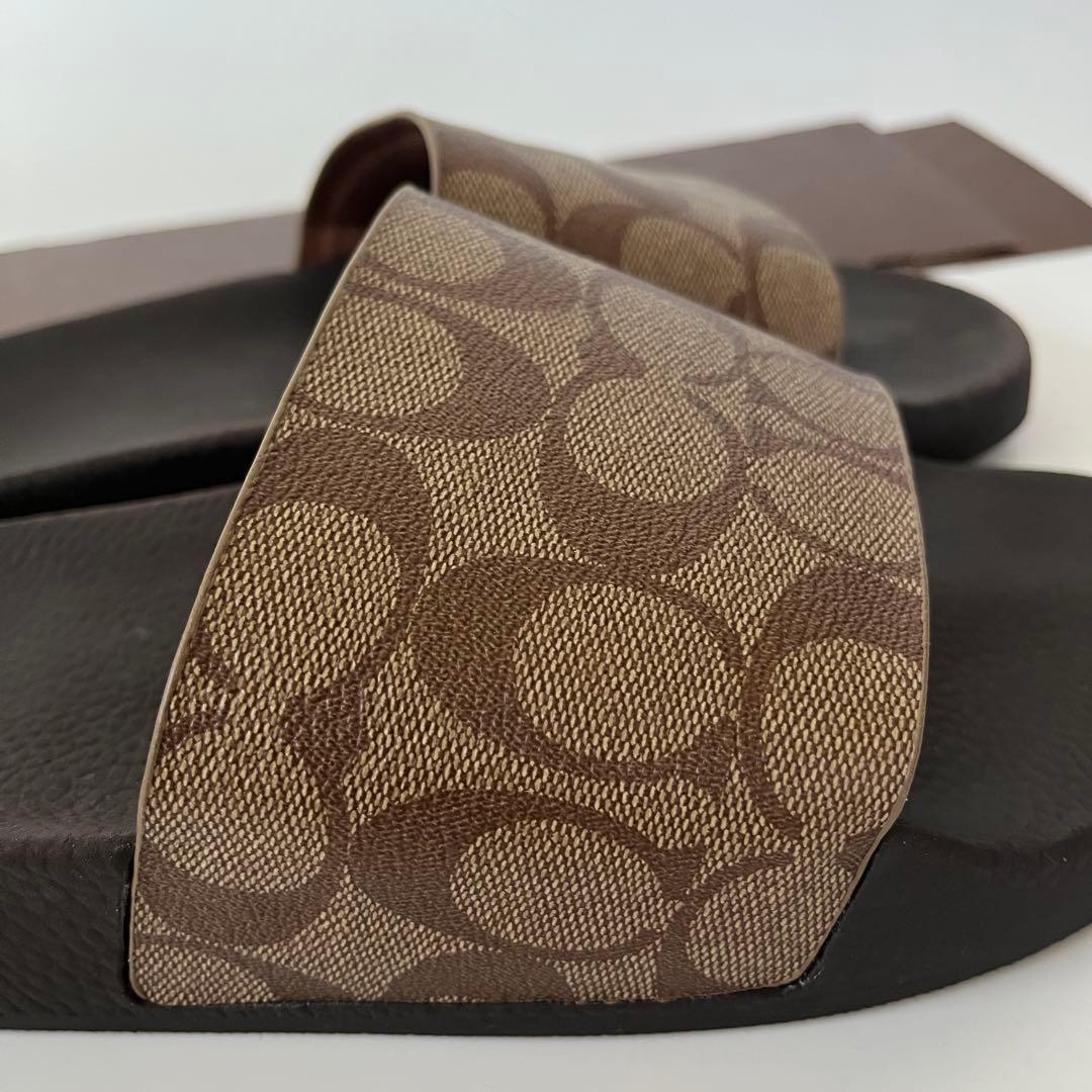 コーチ☆新品☆メンズ シグネチャー スライド サンダル/ カーキ 26cm