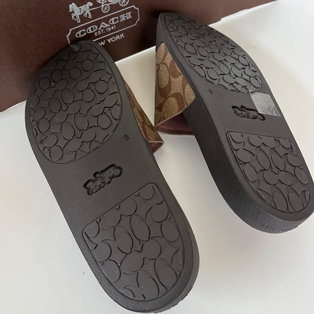 コーチ☆新品☆メンズ シグネチャー スライド サンダル/ カーキ 26cm