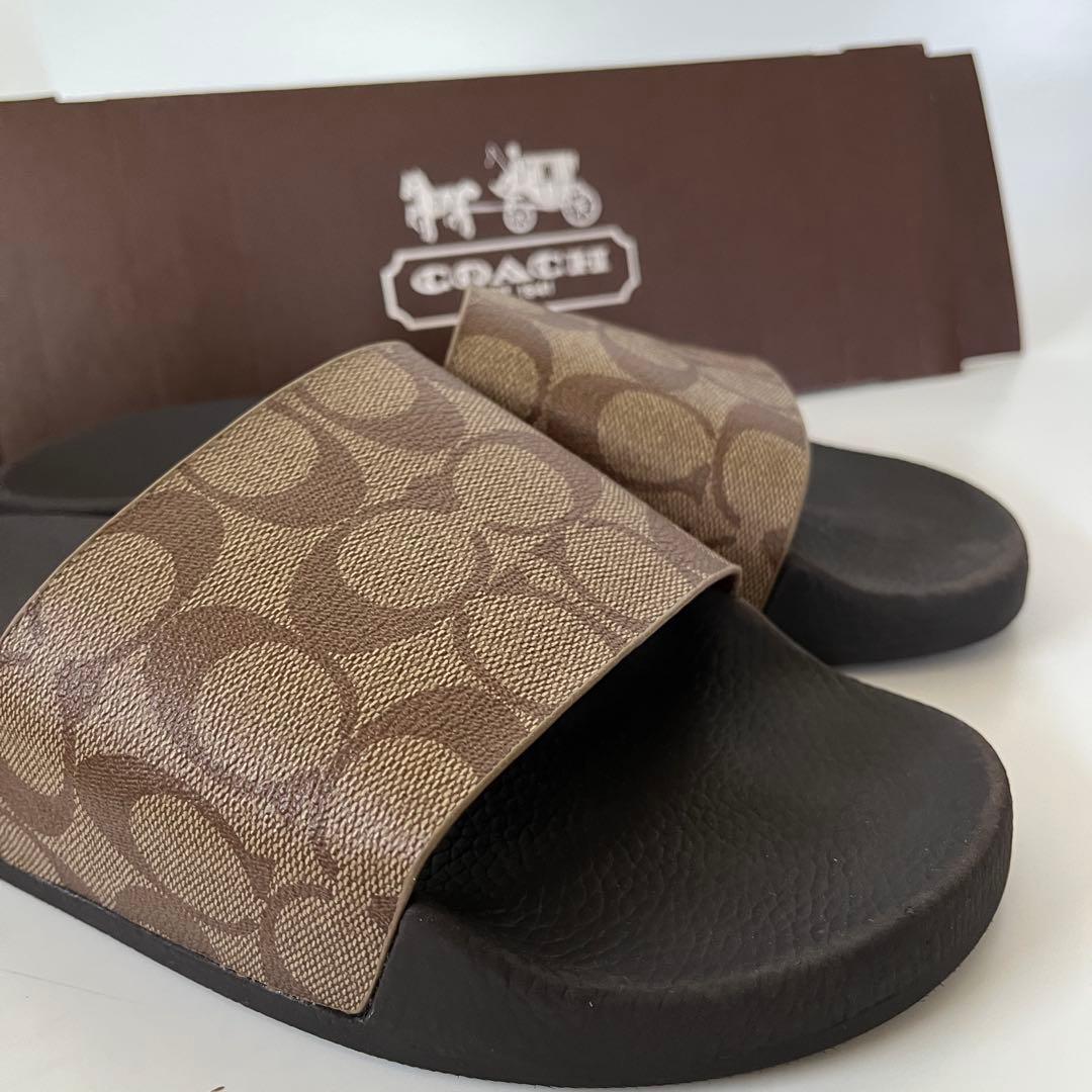 コーチ☆新品☆メンズ シグネチャー スライド サンダル/ カーキ 26cm