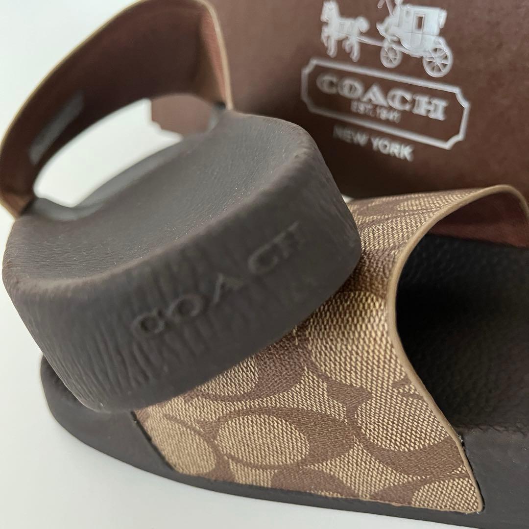コーチ☆新品☆メンズ シグネチャー スライド サンダル/ カーキ 26cm