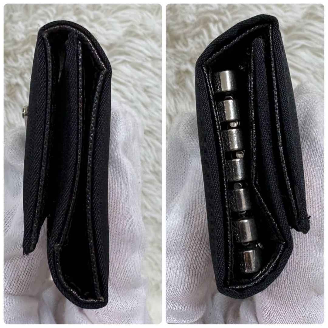 PRADA プラダ 三角プレート 6連 キーケース ナイロン ブラック 札入れ