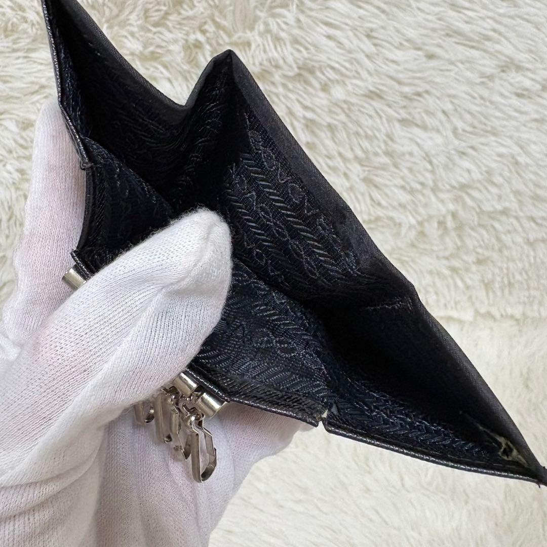 PRADA プラダ 三角プレート 6連 キーケース ナイロン ブラック 札入れ