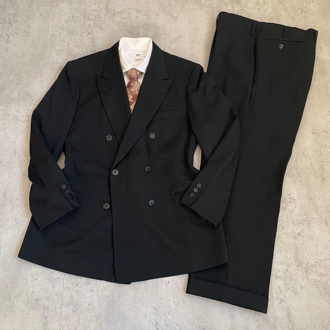 ダブルブレスト　スーツ セットアップ 上下　ブラック　3B モード　成人式