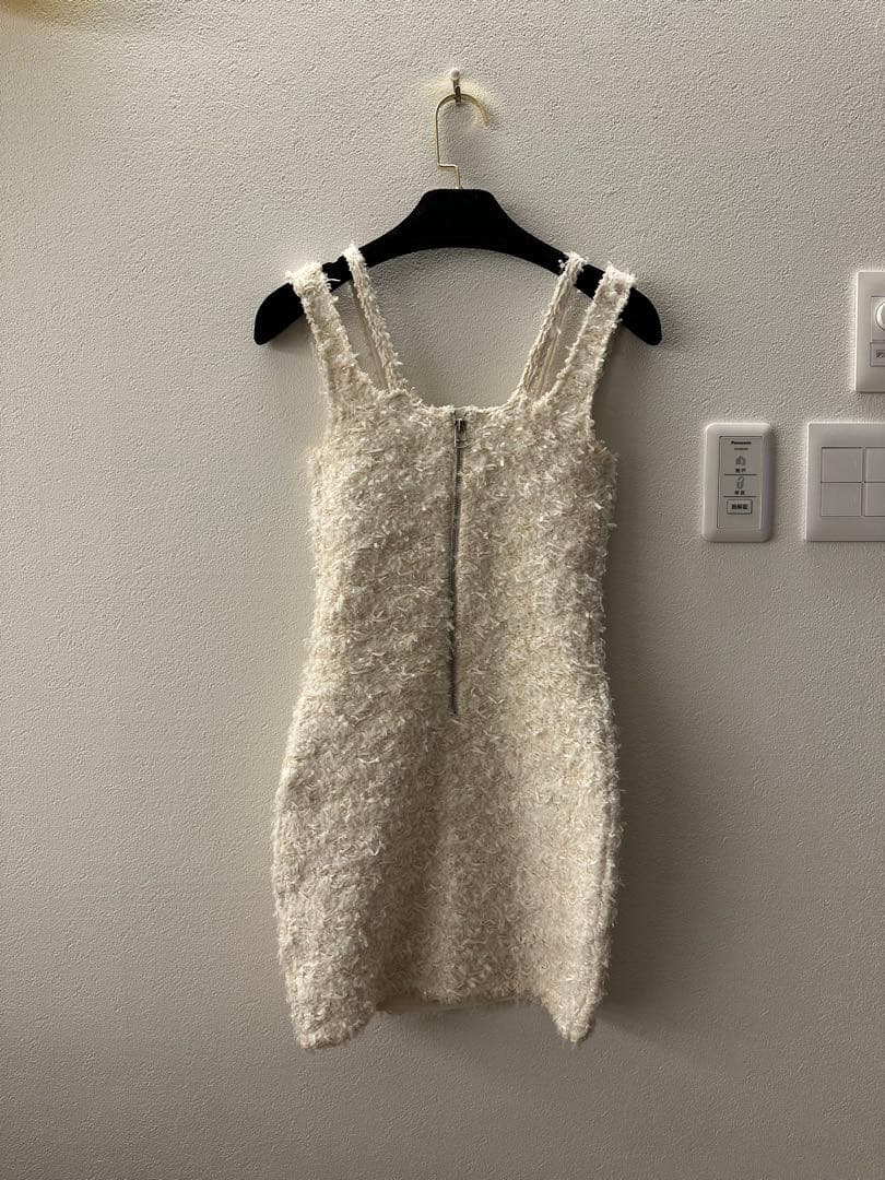 BALMAIN ホワイト ノーカラージャケット ワンピース