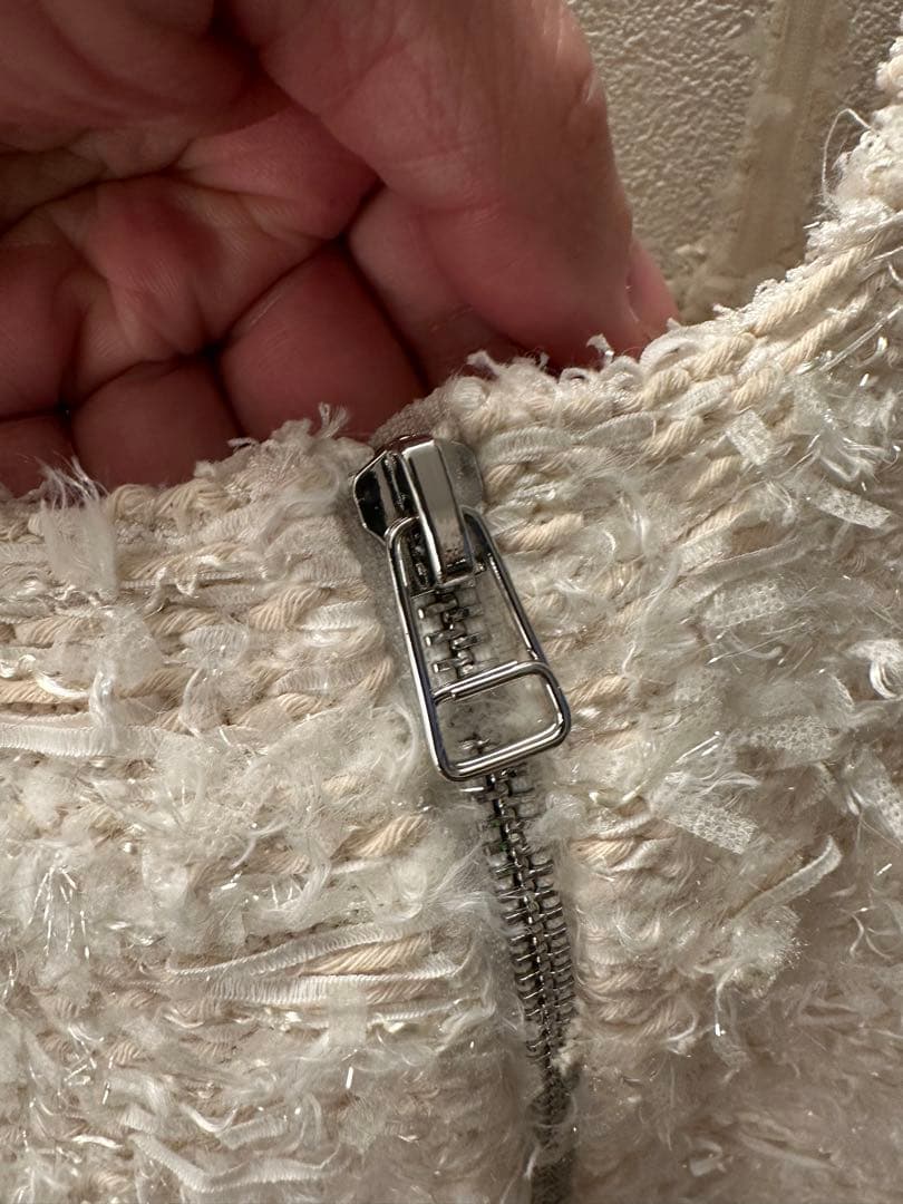 BALMAIN ホワイト ノーカラージャケット ワンピース