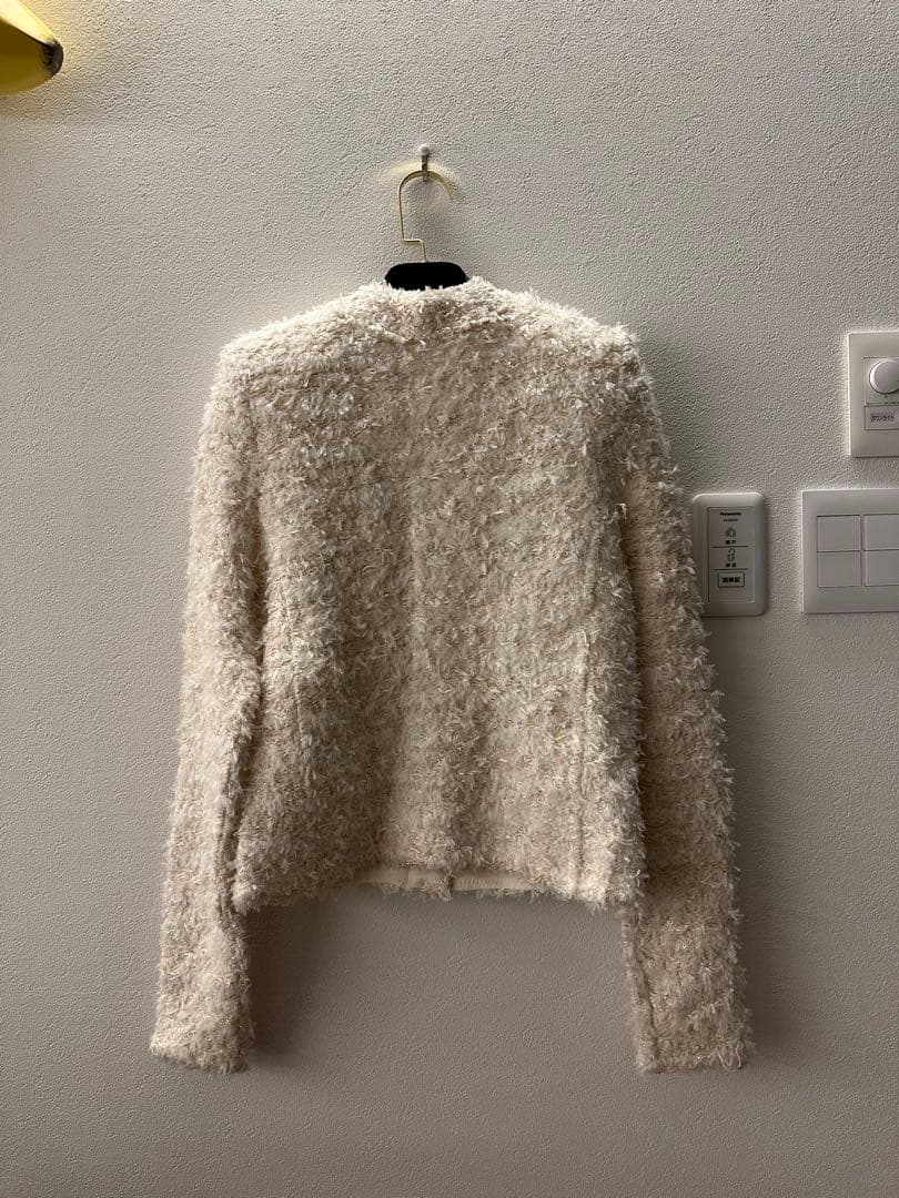 BALMAIN ホワイト ノーカラージャケット ワンピース