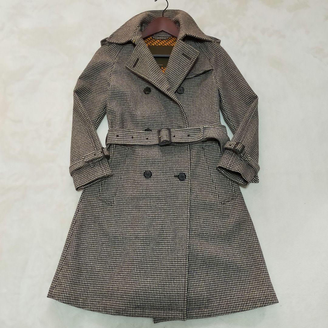 美品　英国製　MACKINTOSH　千鳥格子柄　ウール地　トレンチコート