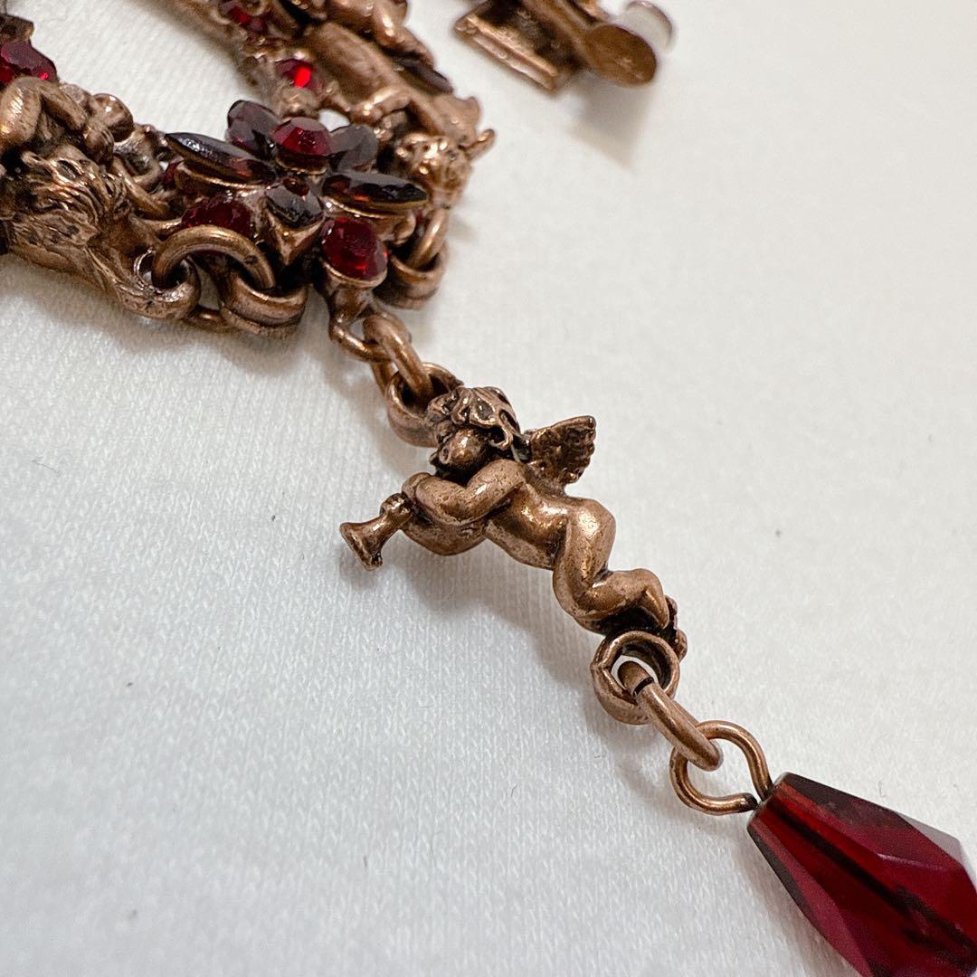 GAVILANE ガヴィラーネ ブロンズカラー レッドラインストーン ネックレス