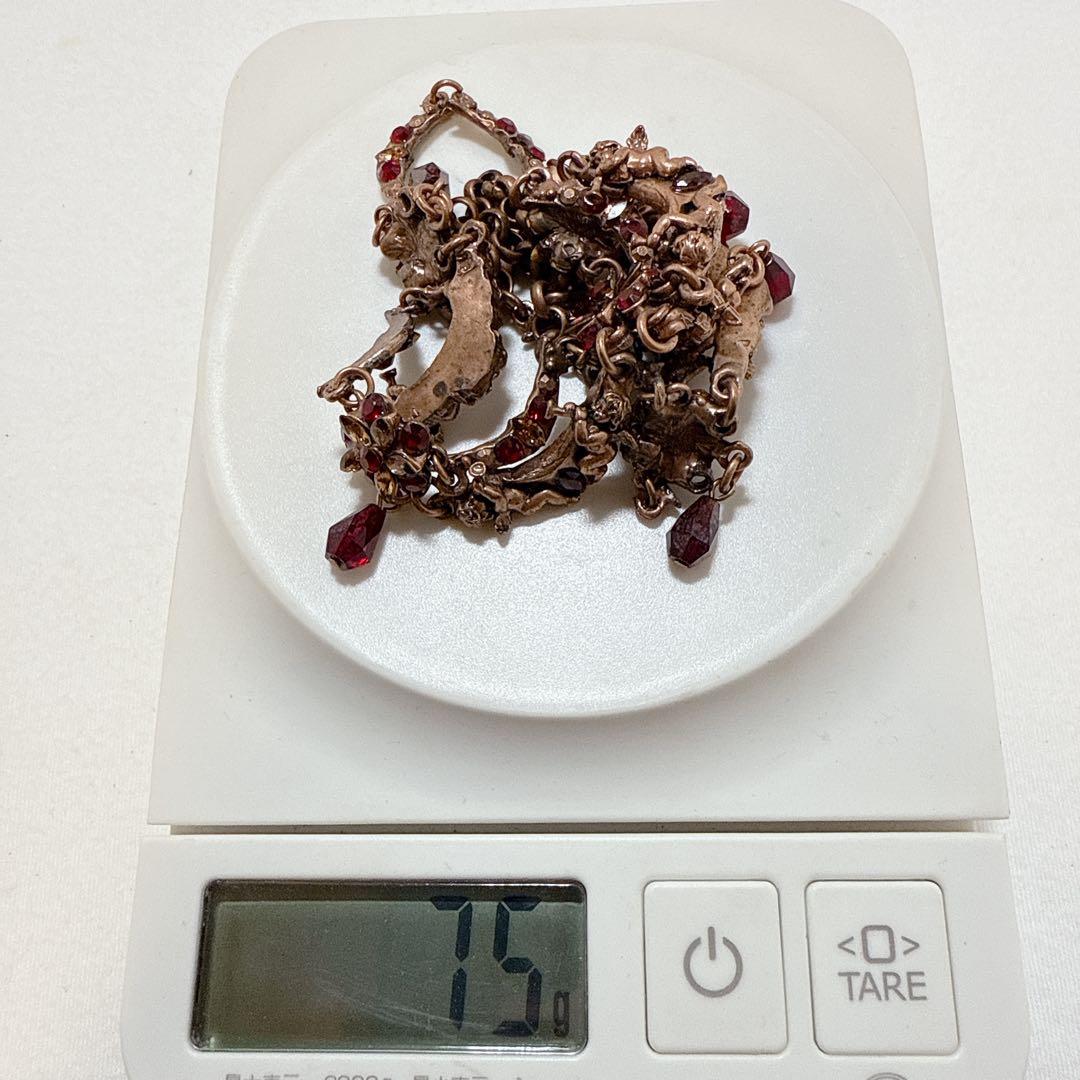 GAVILANE ガヴィラーネ ブロンズカラー レッドラインストーン ネックレス