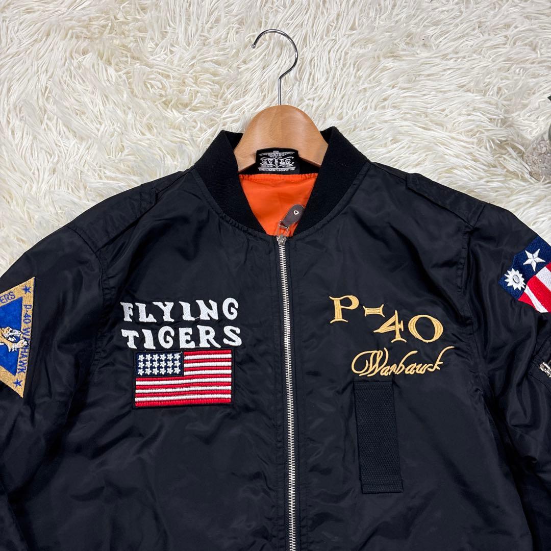 FLYING TIGERS フライングタイガー刺繍 フライトジャケットＬ黒