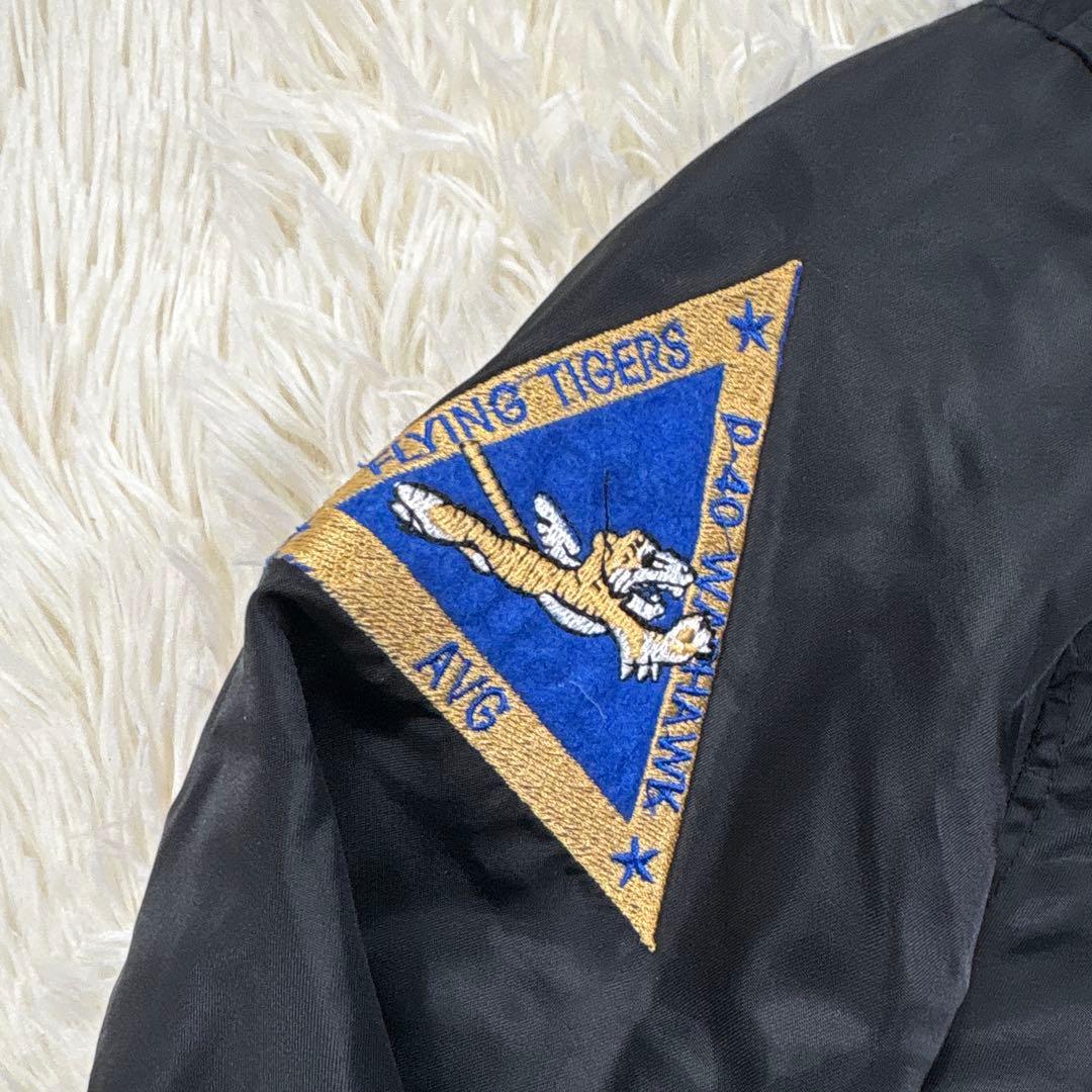 FLYING TIGERS フライングタイガー刺繍 フライトジャケットＬ黒