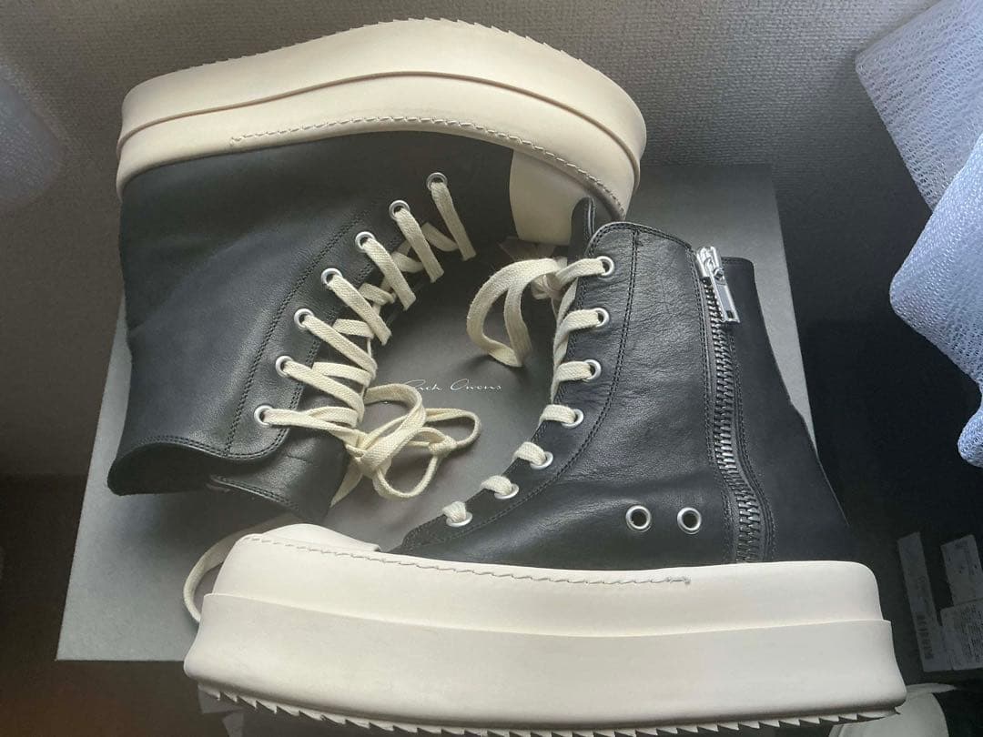 靴 rick owens ramones high bumper