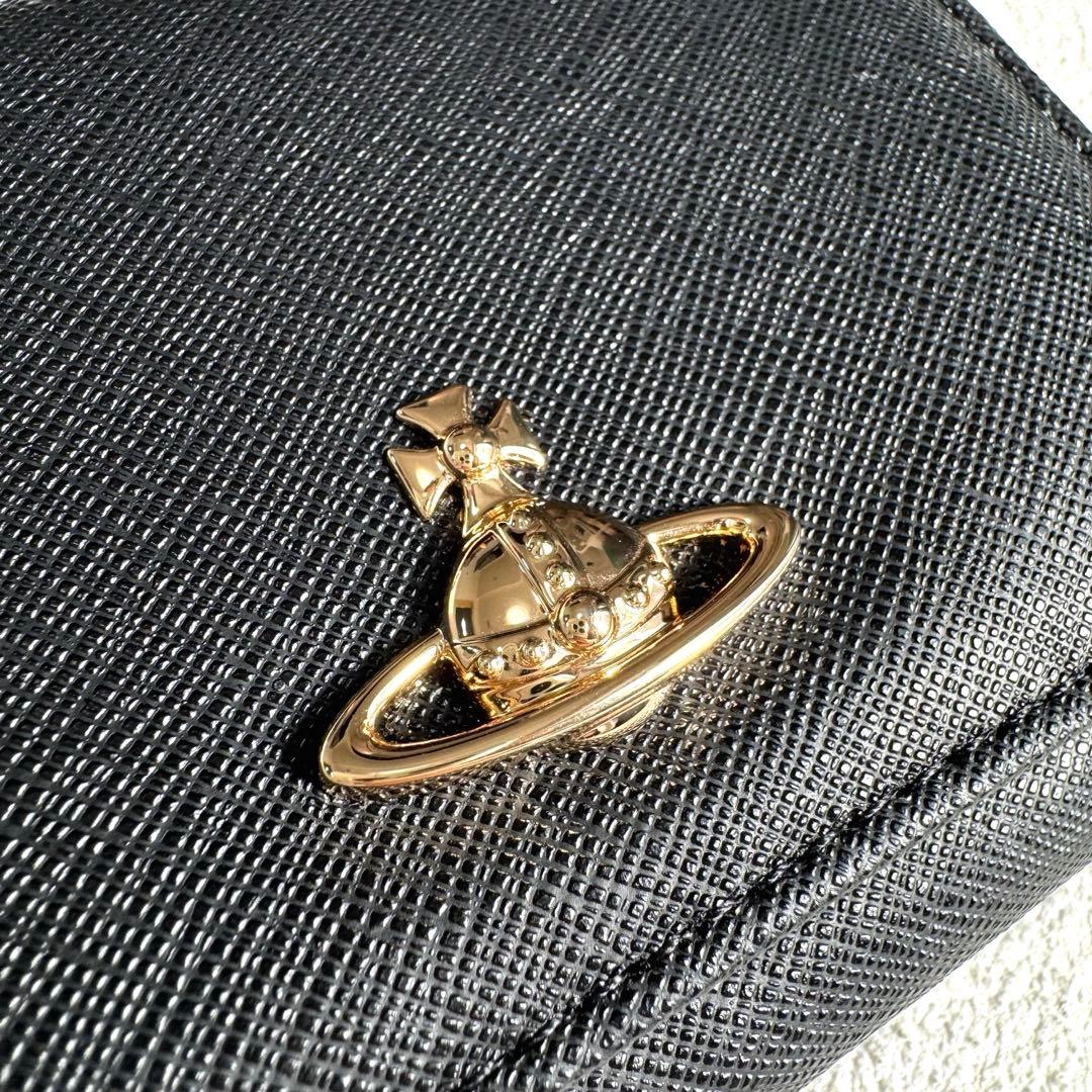 ヴィヴィアンウエストウッド 三つ折り財布 がま口 オーブ レザー ブラック