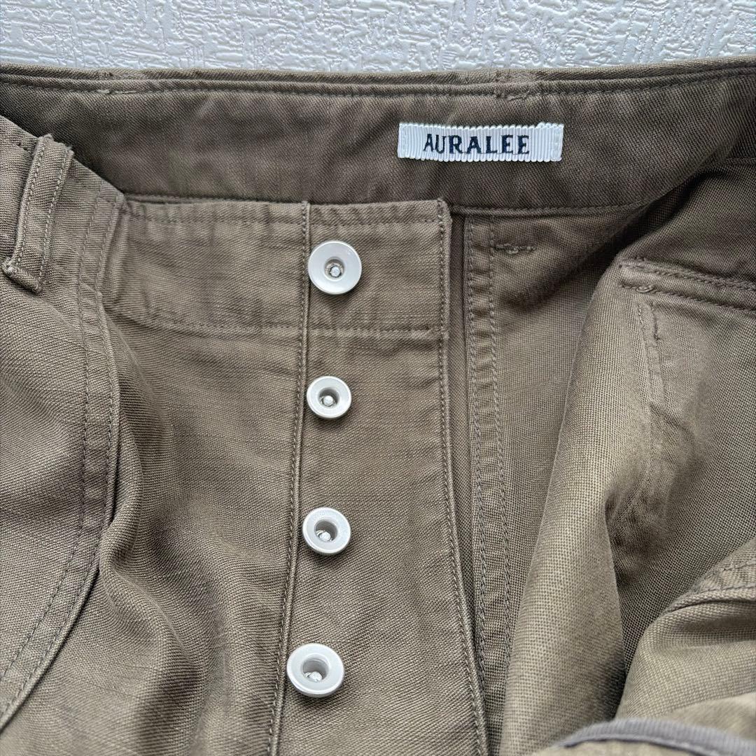 【新品未使用】AURALEE オーラリー ブリーチド ベイカーパンツ カーキ 4
