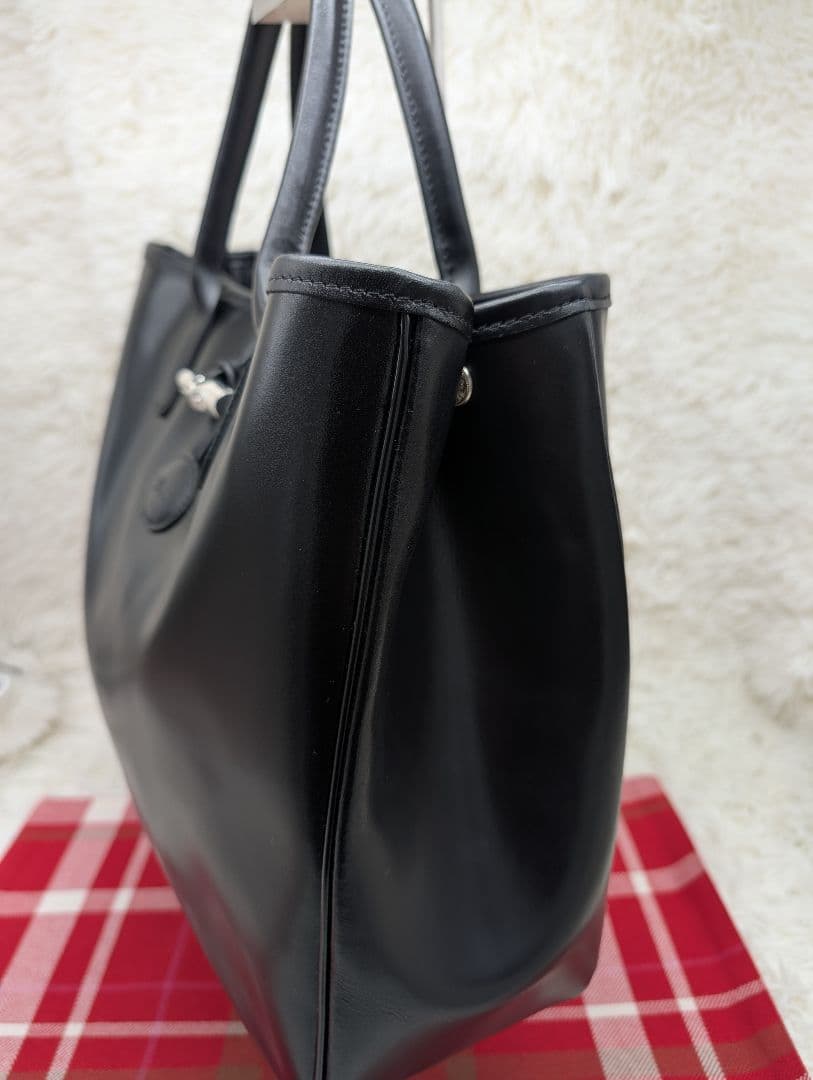 値下げ●LONGCHAMP ロンシャン ブラックトートバッグ メタルロック付き