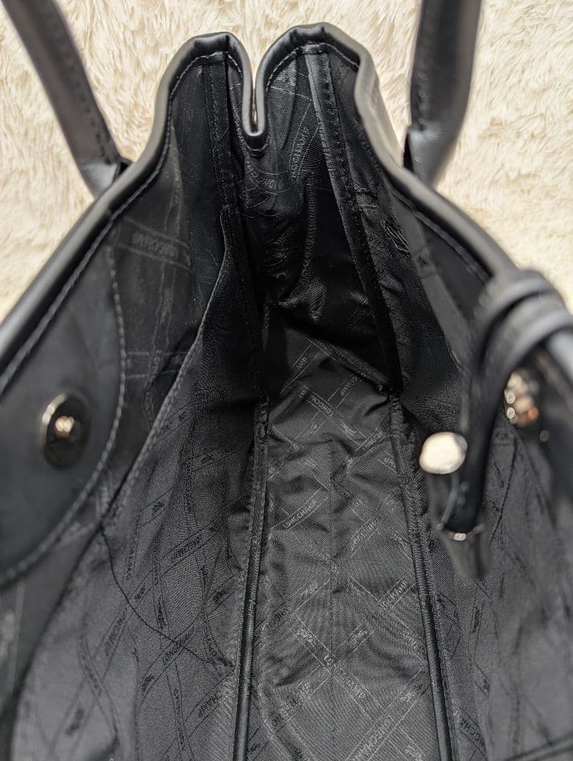 値下げ●LONGCHAMP ロンシャン ブラックトートバッグ メタルロック付き