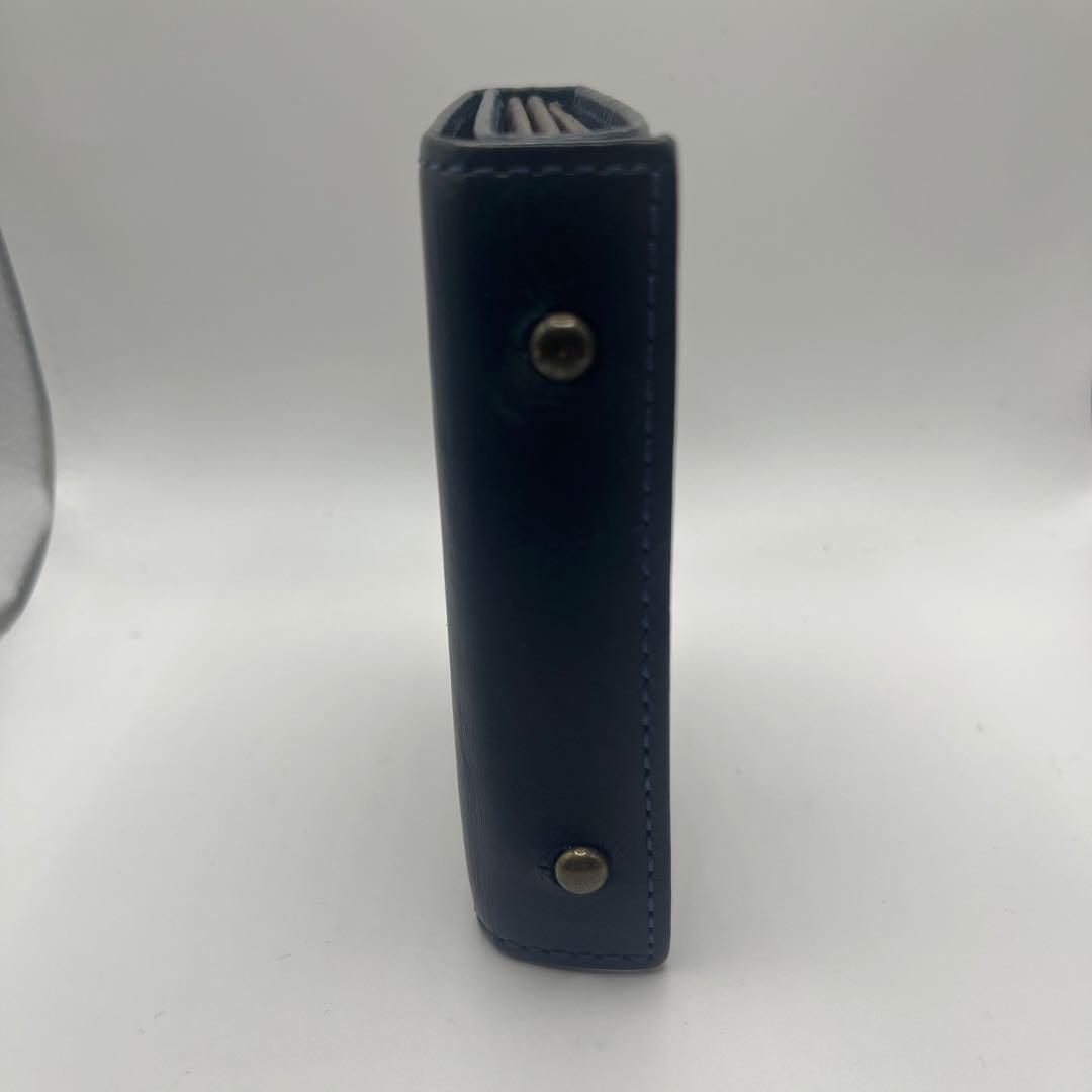 エムピウ　ミッレフォッリエ　ブルー　チョコ ネイビー系　レザー　コンパクト財布