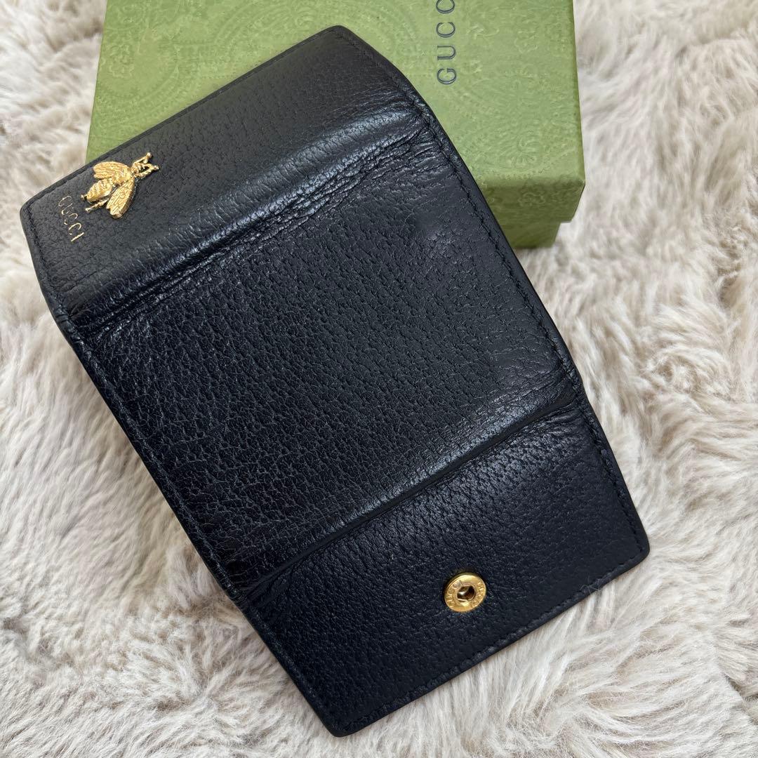 希少！GUCCI グッチ 黒 レザー 6連キーケース 蜂モチーフ BEE