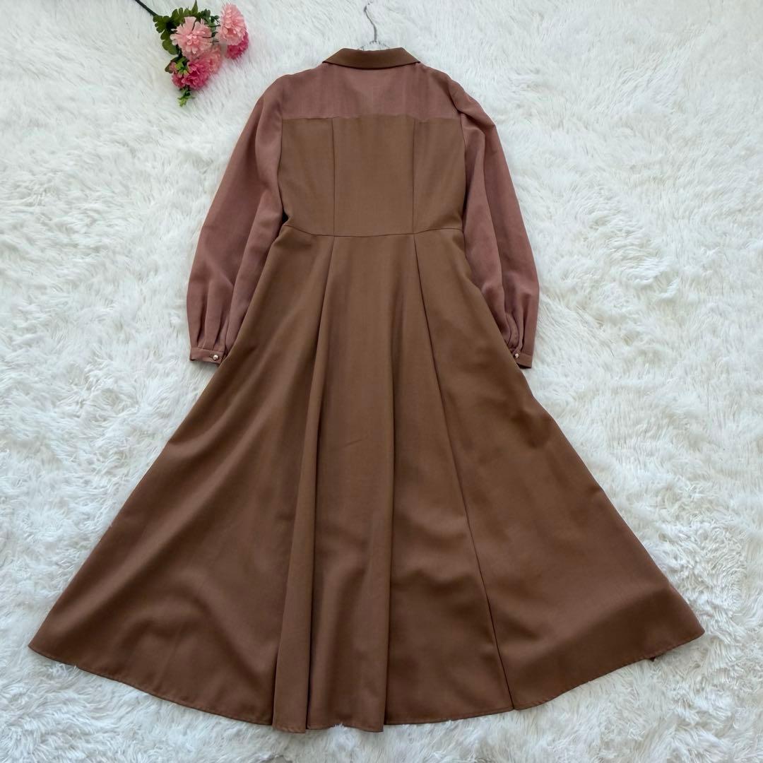 人気　24AW アナイ　シアーロングワンピース　シャツ　金ボタン　Aライン