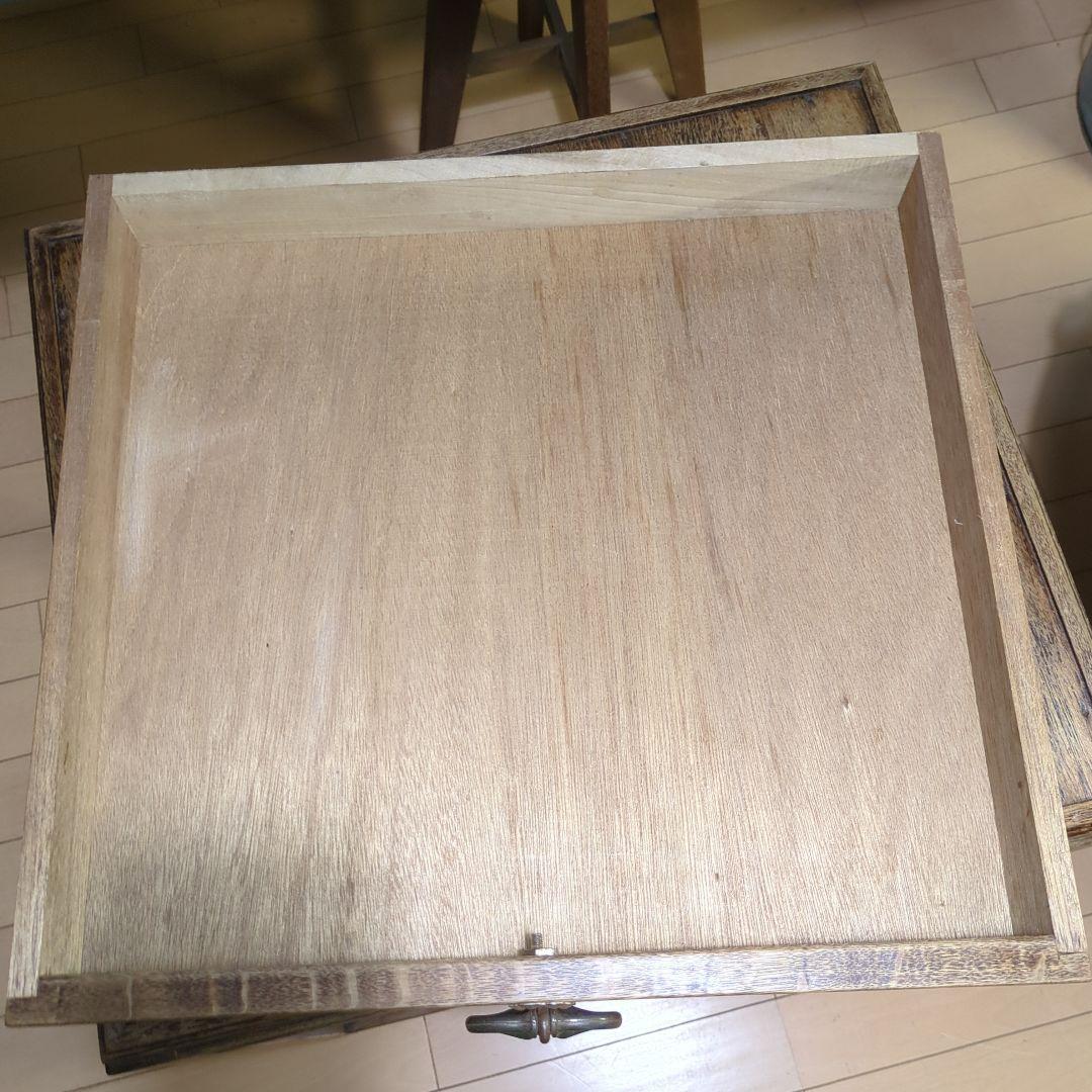 アンティーク古道具フランス取っ手木製サイドテーブル 引き出し付き