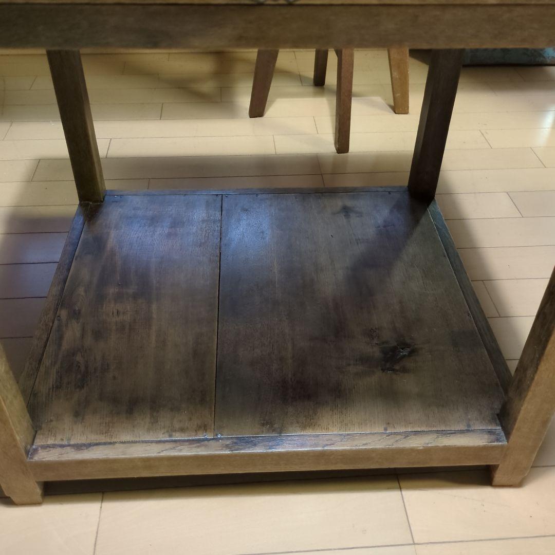 アンティーク古道具フランス取っ手木製サイドテーブル 引き出し付き