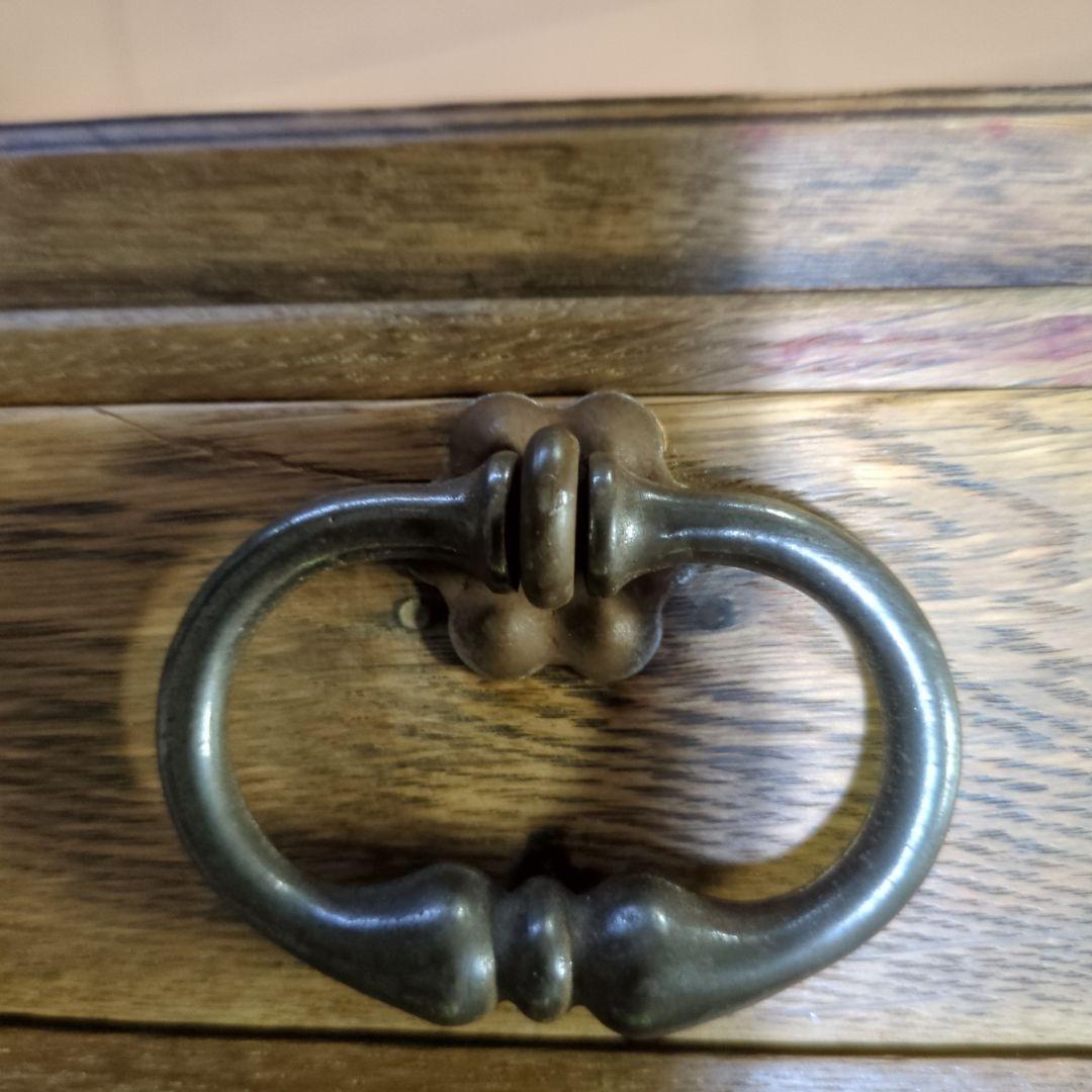 アンティーク古道具フランス取っ手木製サイドテーブル 引き出し付き