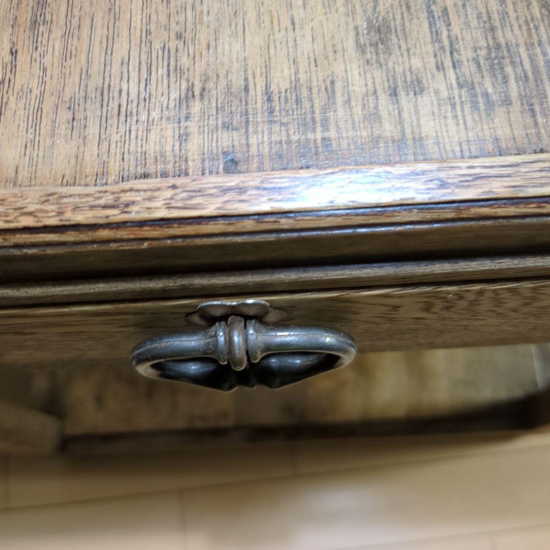 アンティーク古道具フランス取っ手木製サイドテーブル 引き出し付き