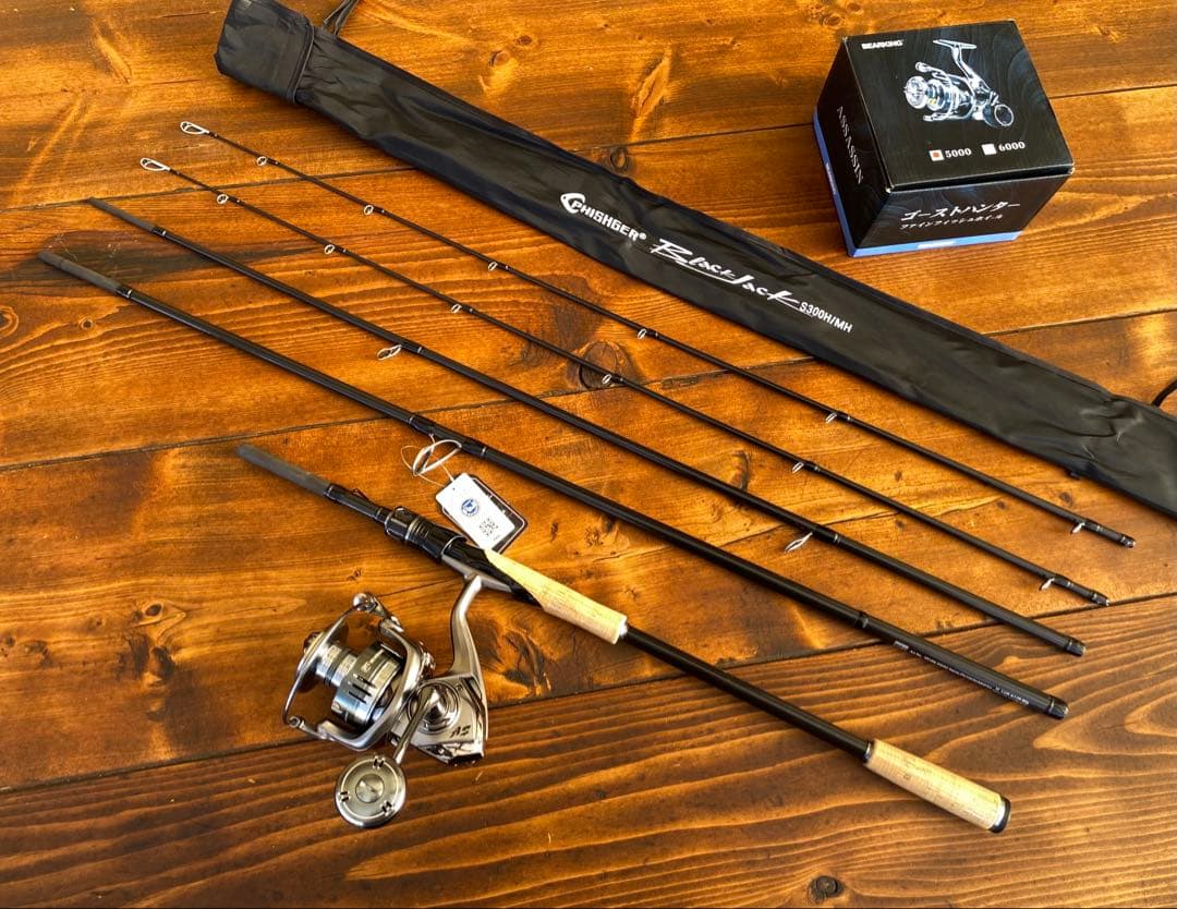 釣り竿セット　カーボンロッド　ショアジギング 10ft 3M パックロッド
