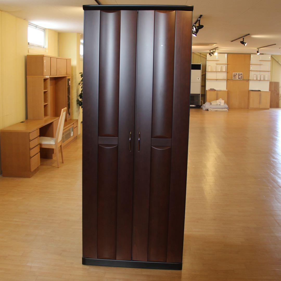 国産ダークブラウン スリム収納キャビネット