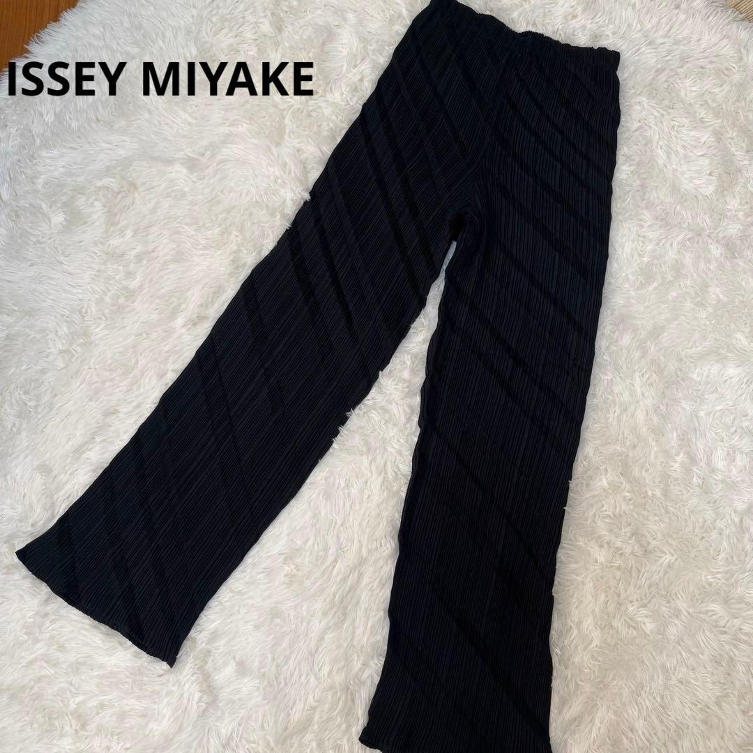 【美品】ISSEY MIYAKE プリーツプリーズ ワイドパンツ ブラック