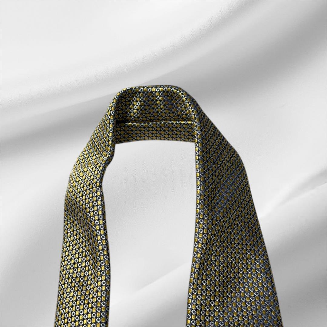 【超美品】ブリオーニ ソリッド調 マイクロチェック イエロー シルバー