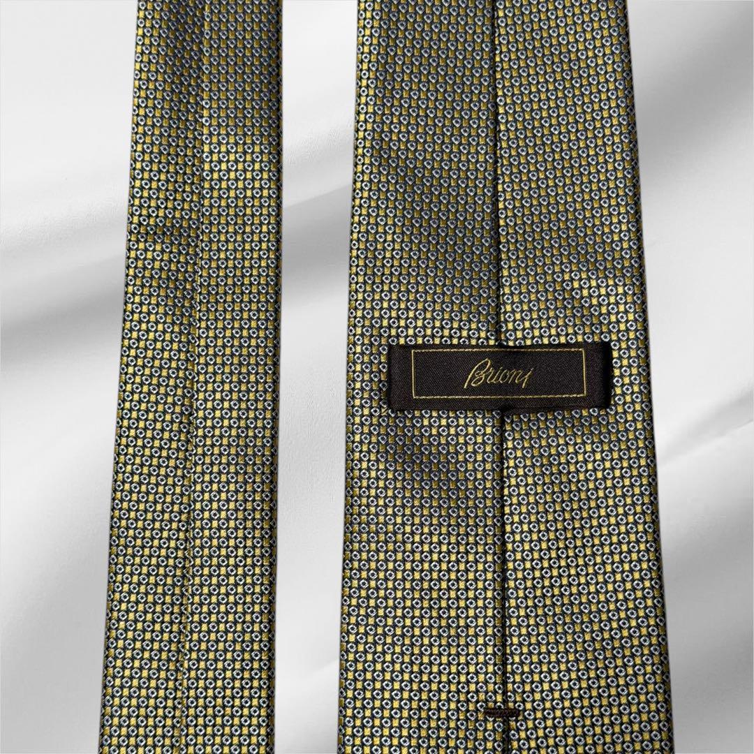 【超美品】ブリオーニ ソリッド調 マイクロチェック イエロー シルバー