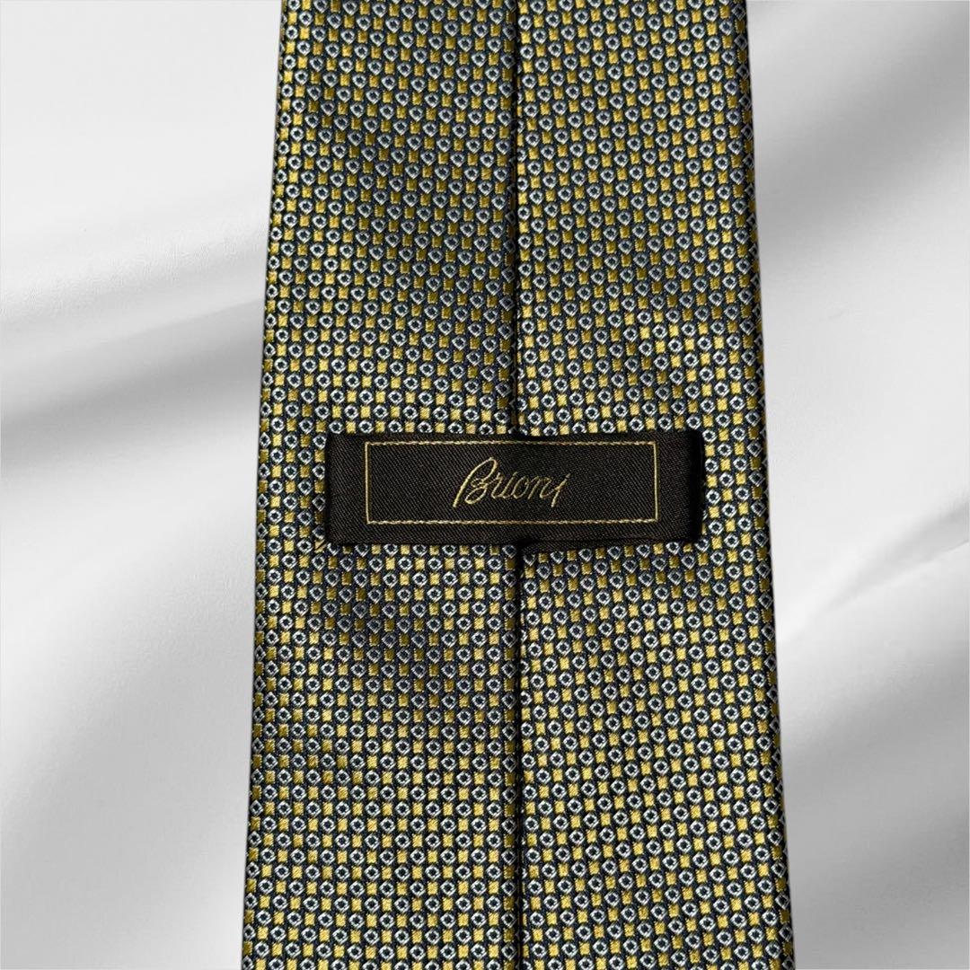 【超美品】ブリオーニ ソリッド調 マイクロチェック イエロー シルバー