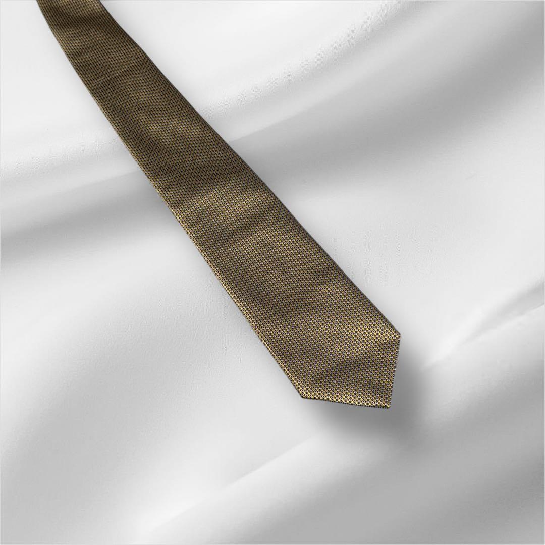 【超美品】ブリオーニ ソリッド調 マイクロチェック イエロー シルバー