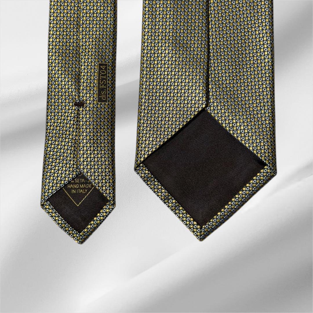 【超美品】ブリオーニ ソリッド調 マイクロチェック イエロー シルバー