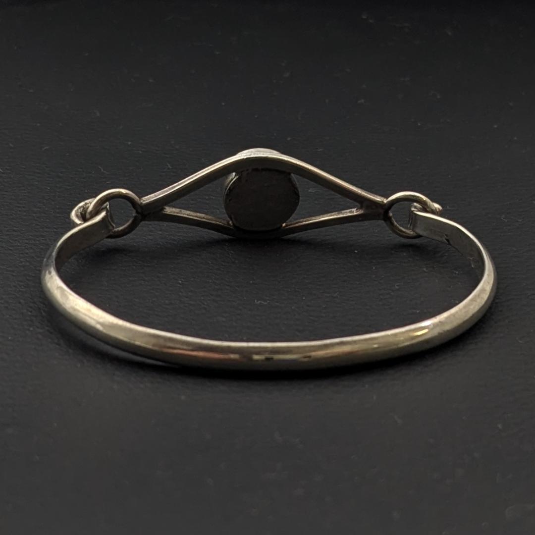 ヴィンテージ メキシカンシルバー925 オニキス バングル 17g