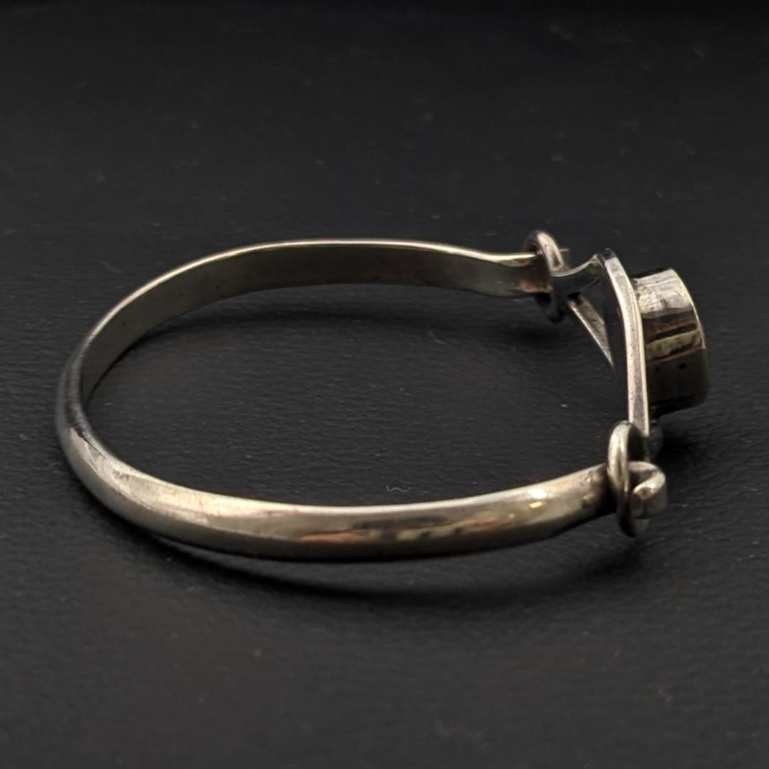 ヴィンテージ メキシカンシルバー925 オニキス バングル 17g