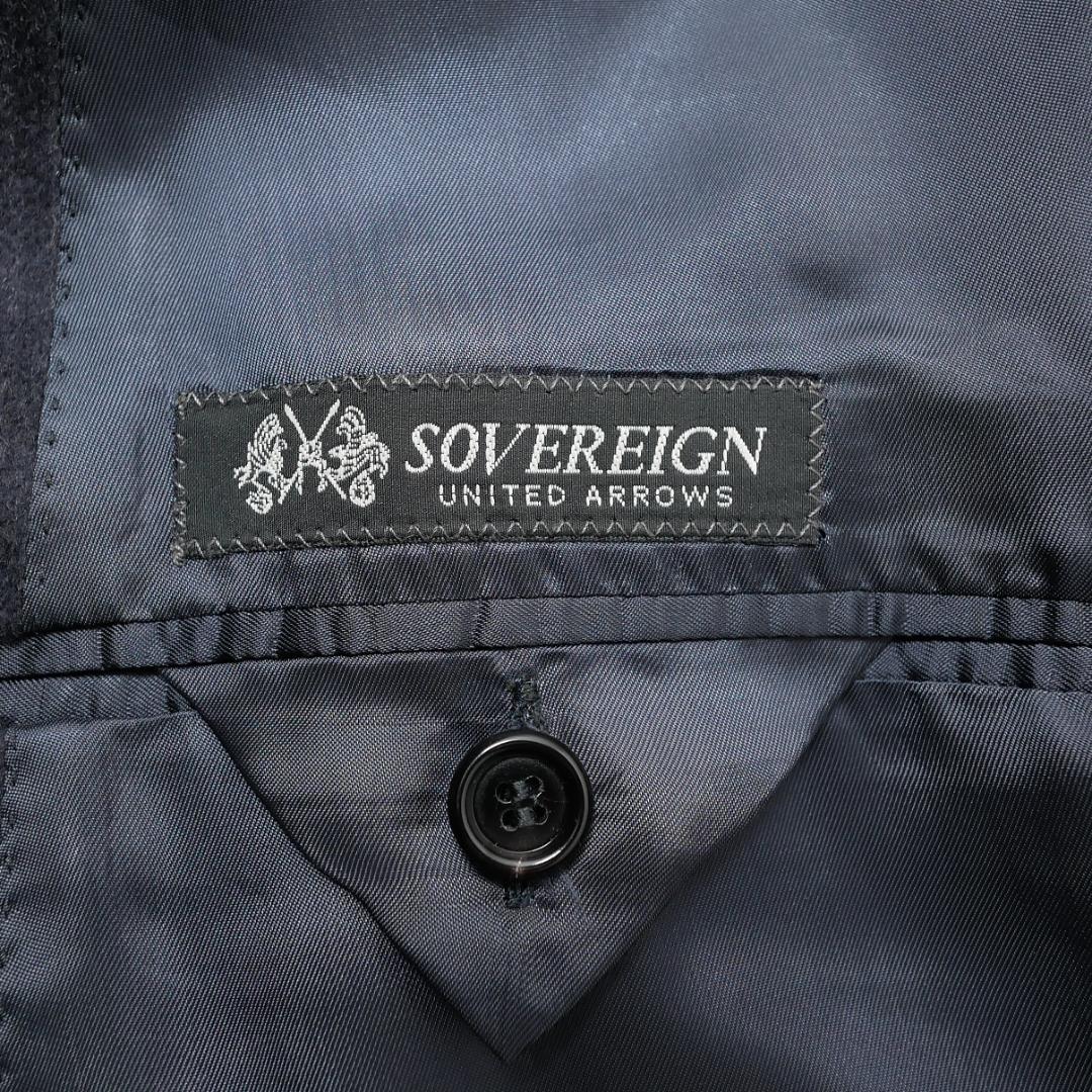 美品【ソブリン】カシミヤ100% ダブルコート 48 伊製 ストライプ 最高級