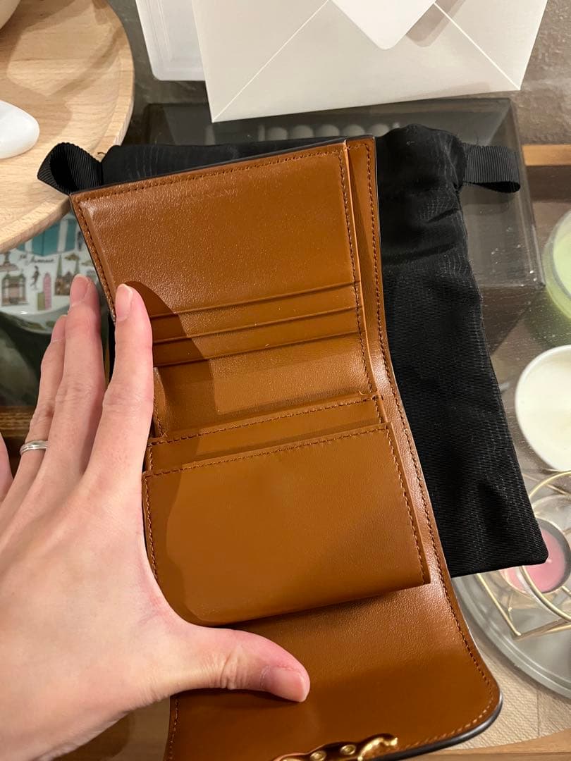 セリーヌ CELINE 三つ折り財布 ウォレット トリオンフ レザー/ツイード