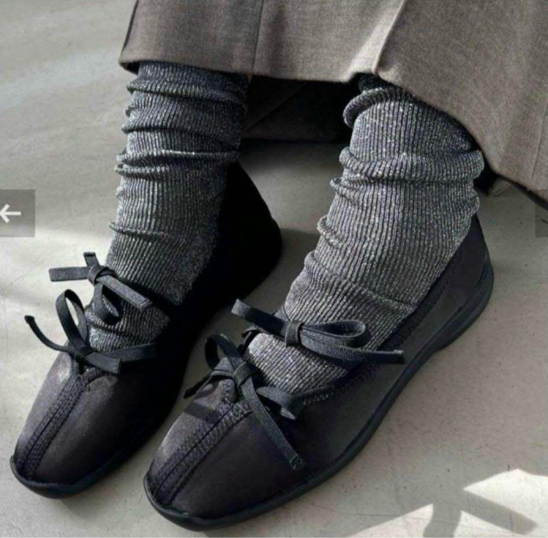 【新品未使用】 ルタロン ダブルリボン バレリーナ シューズ ブラック