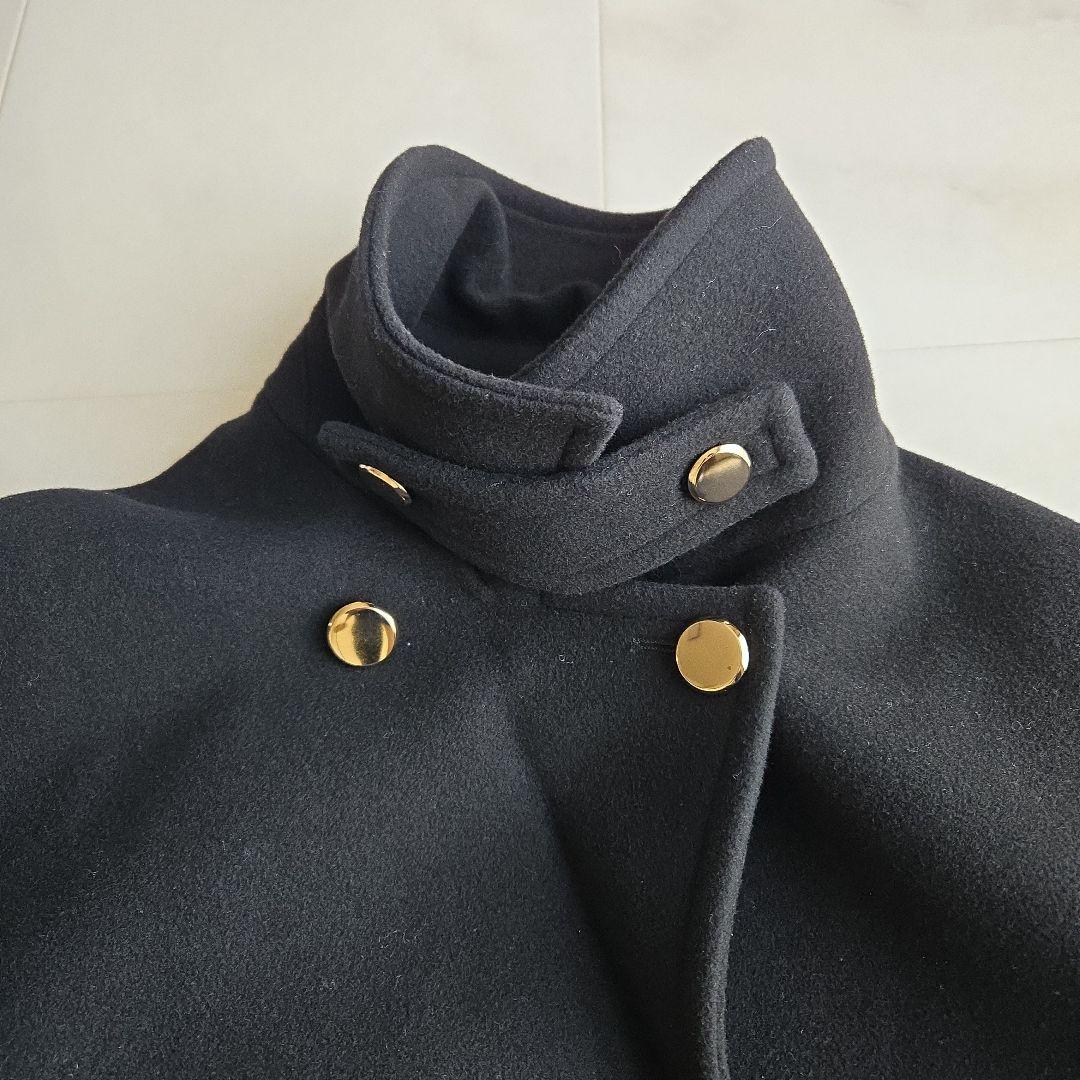 レサージュ SUPER120 ステンカラーショートコート ブラック