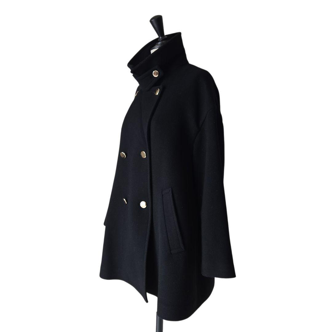 レサージュ SUPER120 ステンカラーショートコート ブラック