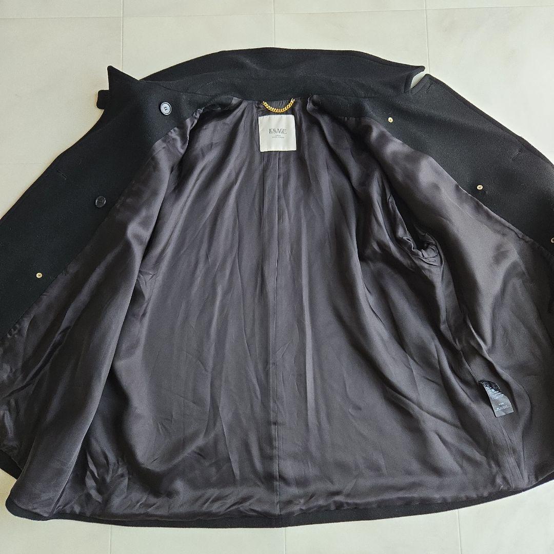 レサージュ SUPER120 ステンカラーショートコート ブラック