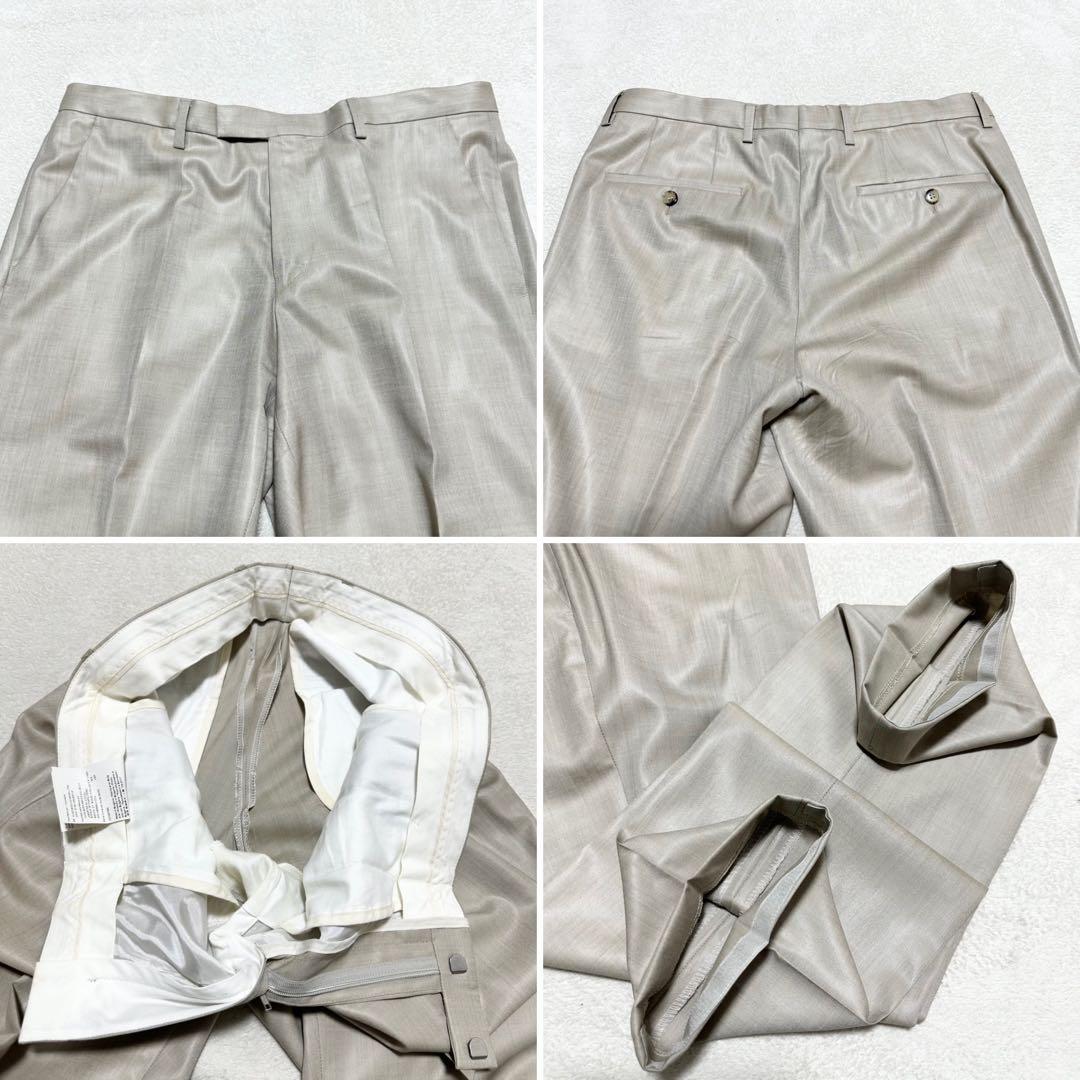 085 美品 HUGO BOSS ヒューゴボス 光沢 スーツ ベージュ系 L相当