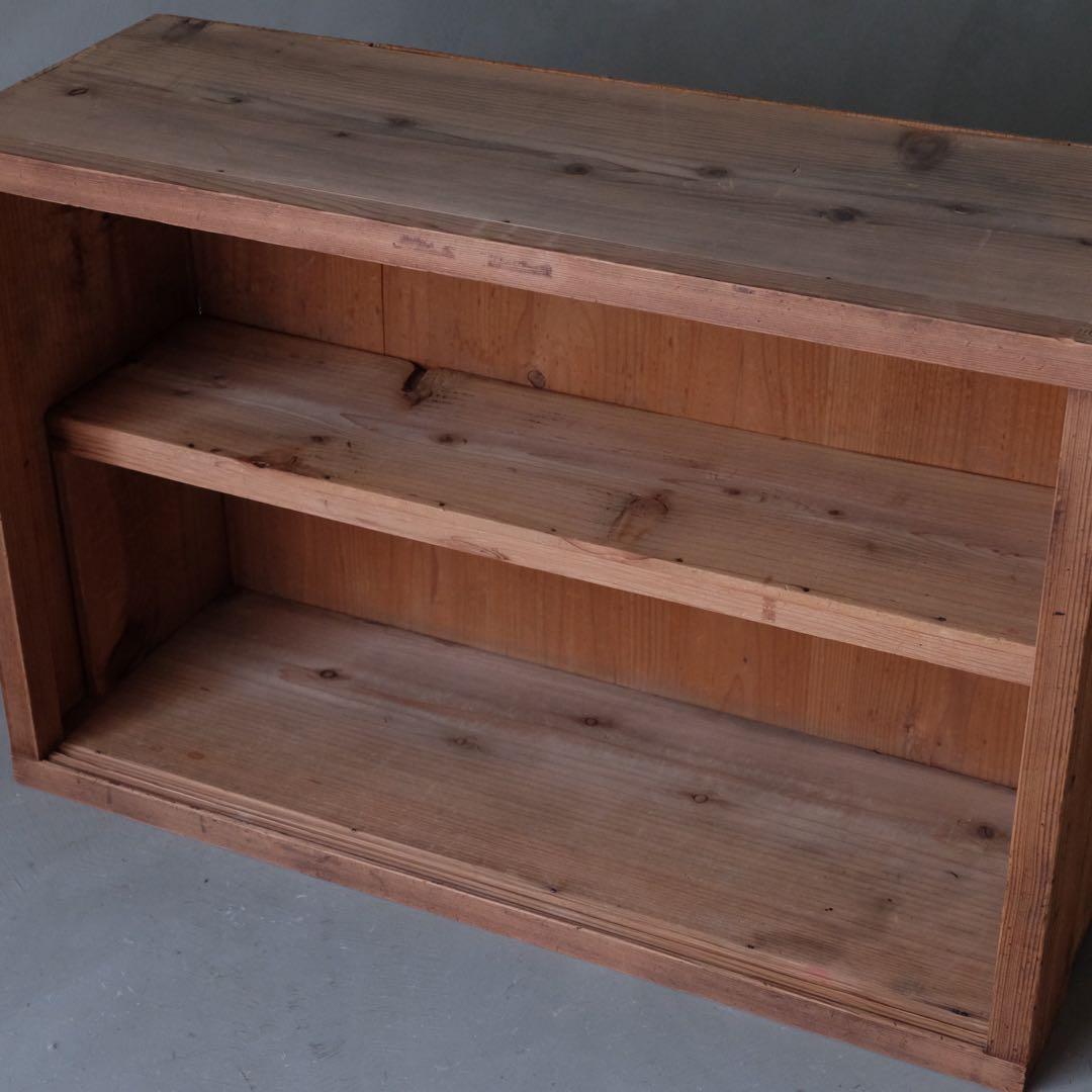 大正期 杉材 ガラス戸棚B ゆらゆらガラス　食器棚 収納棚 水屋 本棚 古家具