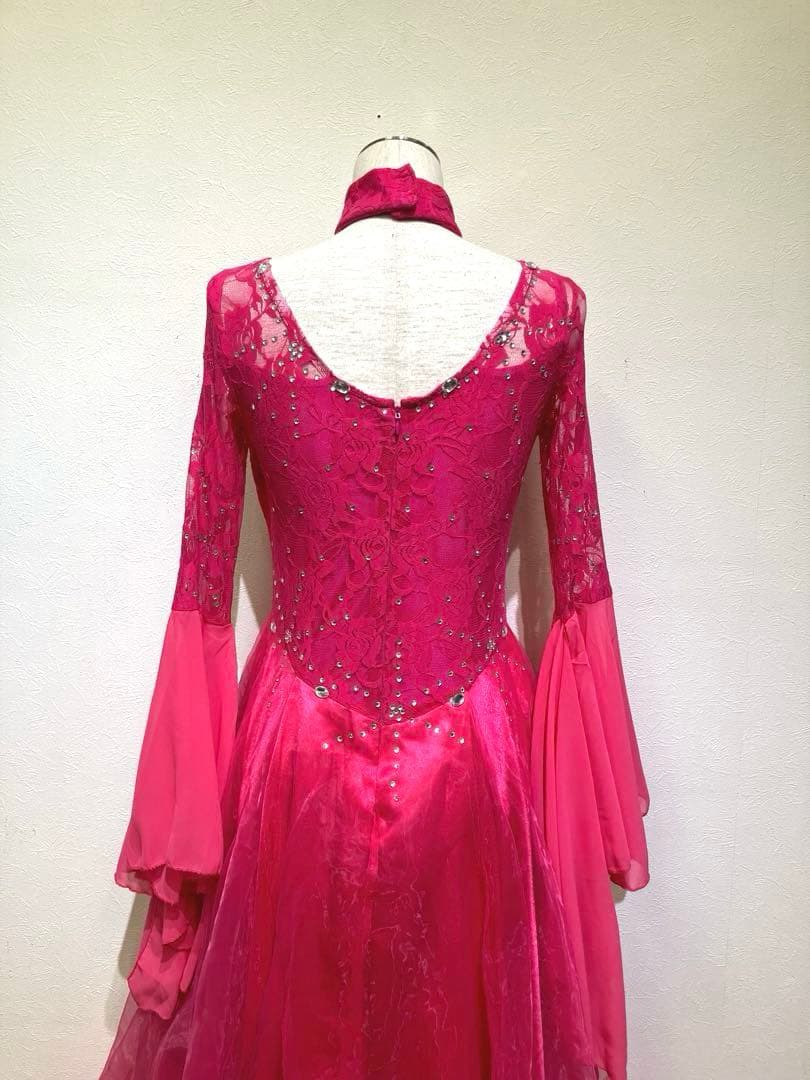 社交ダンス　スタンダードドレス　ボールルームドレス　スパンコール　花柄レース