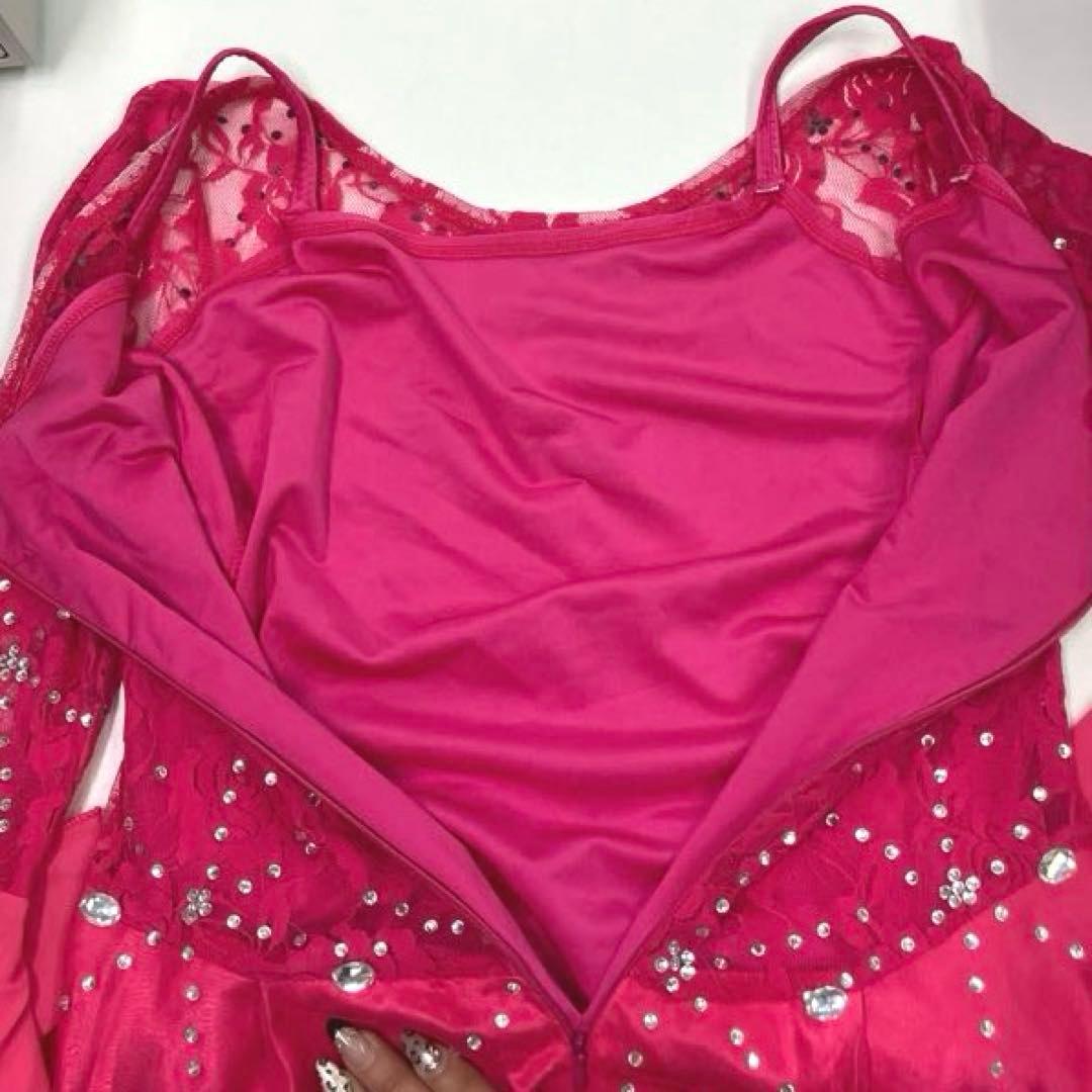 社交ダンス　スタンダードドレス　ボールルームドレス　スパンコール　花柄レース